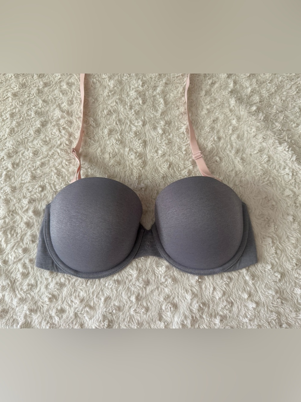 Victoria's Secret Multi-Way Gray Bra with Pink Straps